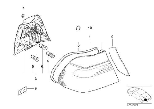 BMW　E46クーペのテールライト構成図