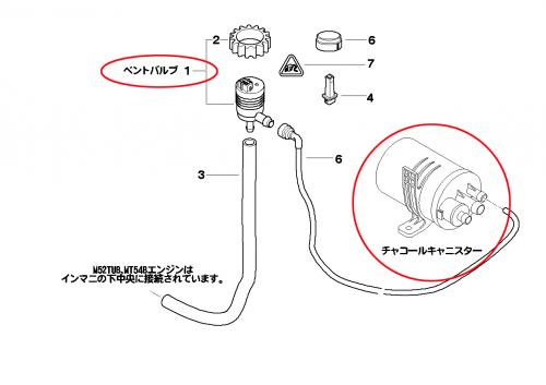 BMW E46、E39、Z3、チャコールキャニスターとベントバルブの構成図