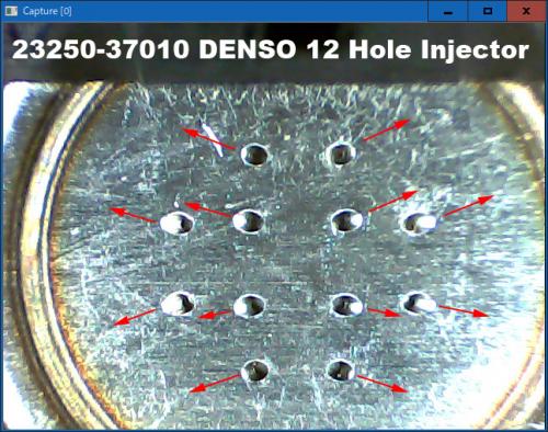 23250-37010のノズルを撮影して噴射角度を調べてみた