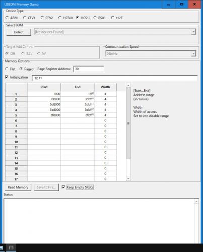 USBDM Memory DUMPの設定