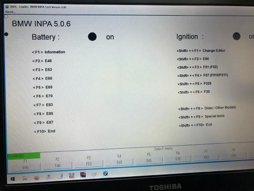 BMW INPA 5.xの画面