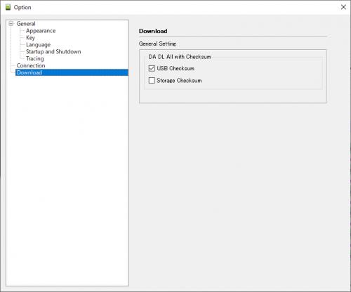 SP Flash Toolのオプション設定