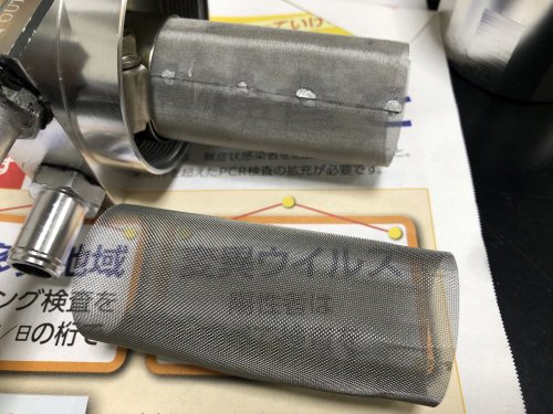 作成したステンレス金網の筒のメッシュ比較