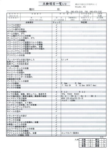 点検項目一覧