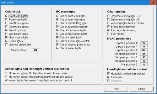 BMW Scannerで、LCMV1.3の設定画面