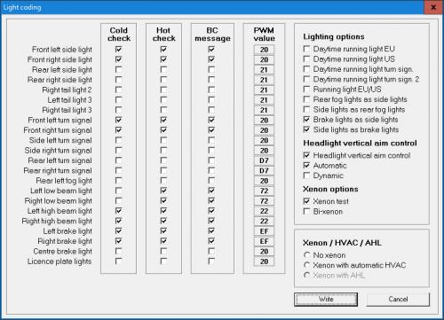 BMW Scannerで、LCMV3.11の設定画面